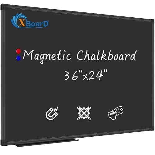 XBoard Magnetic Chalkboard Blackboard 36 x 24, Chalkboard Signs with Black Aluminium Frame, Pin Collections - Image 1