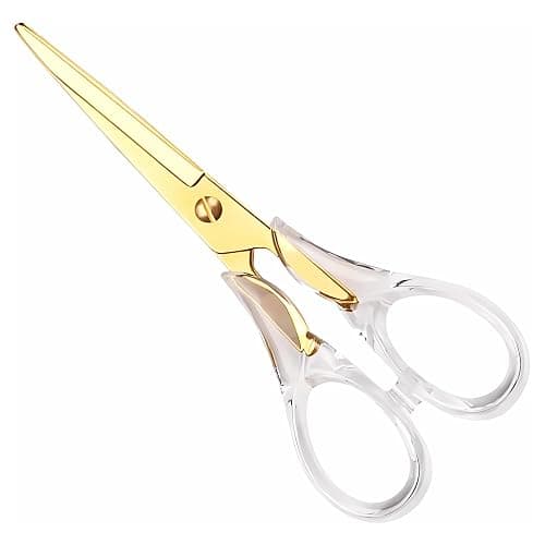 Aesthetic Clear Acrylic Scissors, 6.3" Craft Shears with Gold Sharp Stainless Steel Blades for Home Office & School, Cute Stationery Tools for Bullet Journaling, Scrapbooking & Gift Wrapping - Image 1