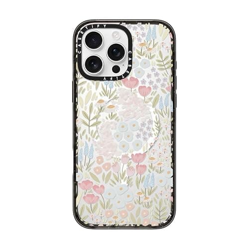 CASETiFY Impact Case for iPhone 16 Pro Max [Slim / 8.2 ft. 4X Military Grade Drop Protection/Compatible with Magsafe] - Eleanor - Clear Black - Image 1