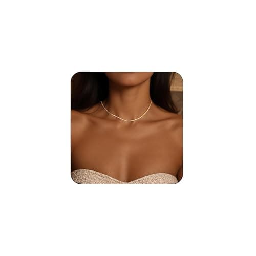 REHANDLE Dainty Tennis Necklaces for Women 14K Gold Plated Thin CZ Tennis Necklace Faux Diamond Tennis Chain Adjustable Tennis Choker Necklace for Women Necklace for Prom Mothers Day Gifts - Image 1