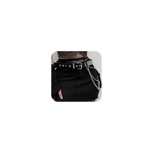QWALIT Punk Belt with Chain for Women - Rave Leather Chain Belt - Goth Accessories - Image 1