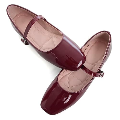 Stunner Mary Jane Square Toe Black Ballet Flats for Women Comfortable Ankle Strap Casual Slip On Flats thumbnail 3
