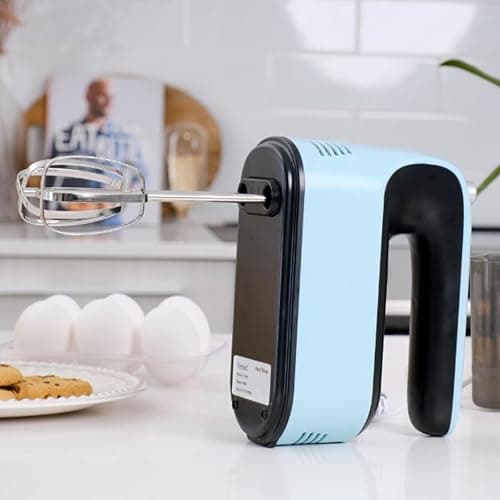 Yomelo 9-Speed Digital Hand Mixer Electric, 400W Powerful DC Motor, Baking Mixer Handheld with Snap-On Storage Case, Touch Button, Turbo Boost, Dough Hooks, Whisk (Ice Blue) thumbnail 9