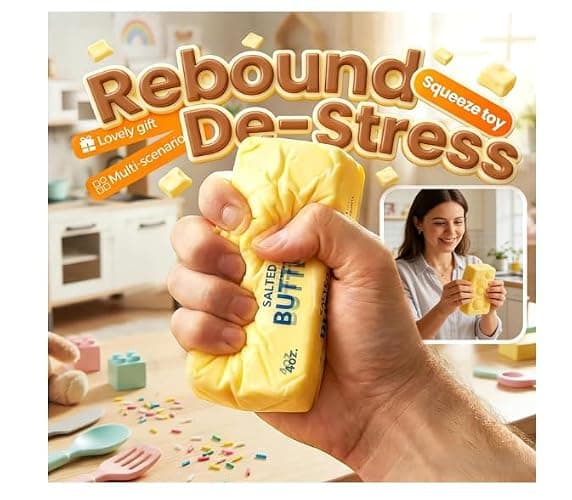 2 PCS Slow Rising Butter Squishy ,Stress Balls，Stress Relief & Fidget Toy,Sensory Fidget for Anxiety Relief and Focus,（Yellow+Pink） thumbnail 4