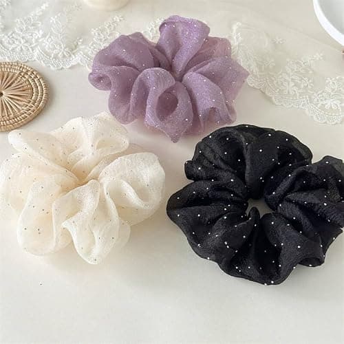 6 Packs Soft Oversized Chiffon Scrunchies Jumbo Giant Large Organza Scrunchies Chiffon big Scrunchy Elastic Hair Ties for Women and Girls thumbnail 7