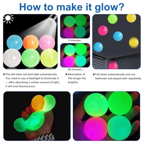 12pcs Sticky Ball Glow in Dark Fidget Sensory Balls - Valentines Day Gifts for Him Her Women Stress Relief Toys for Adults & Kids,Valentines Gift for Party Favors & Prizes Valentines Stocking Stuffers thumbnail 3