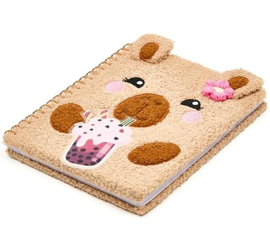 VOTUM Fuzzy Spiral Notebook 8 x 11 – Cute Capybara Design, Soft Plush Cover Journal for Kids, Lined Pages, Large Cozy School Notebook for Writing, Notes & Drawing thumbnail 2