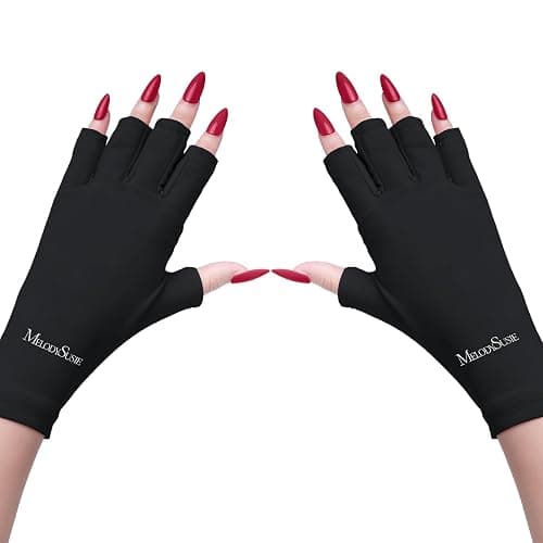 MelodySusie UV Gloves for Gel Nail Lamp, Professional UPF50+ UV Protection Gloves for Manicures, Art Skin Care Fingerless Glove for Women Men Protect Hands from Sun and Nail Dryer Harm (Black) - Image 1