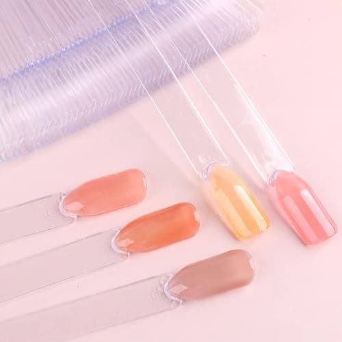 150Pcs Clear Swatch Sticks With Ring - Oval Square Stiletto Tips for Display Samples, Gel Polish Palette Color Chart, Manicure Practicing Tools, Nail Salon Supplies (Square) thumbnail 6