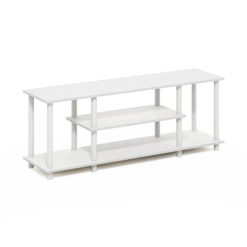 Furinno Turn-N-Tube TV Stand, 3-Tier Open Frame Rectangular Entertainment Center with Storage Shelf, TV Console for TV up to 50 Inch, Toolless Assembly, for Living Room, Bedroom, White thumbnail 5