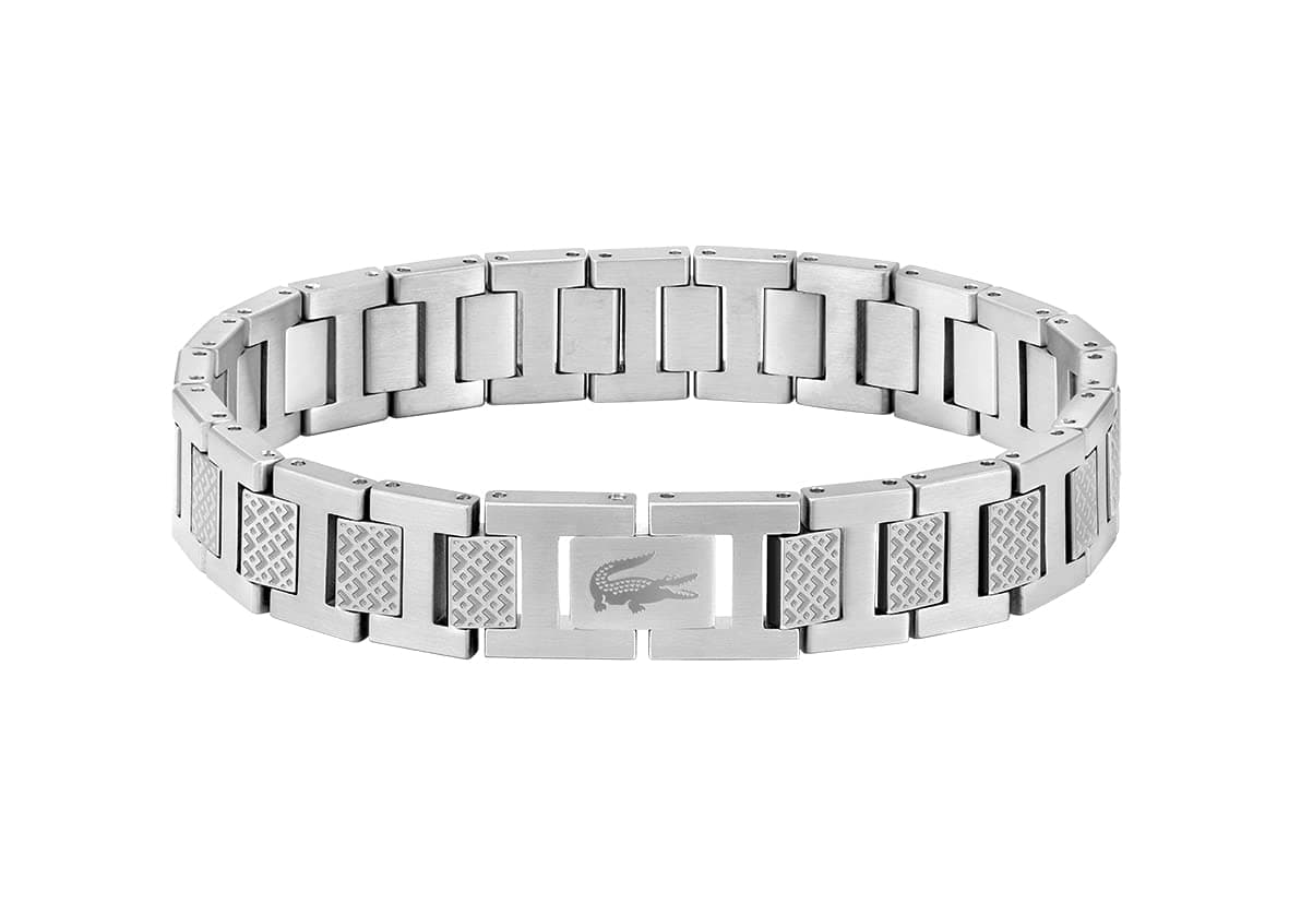 Lacoste METROPOLE Collectie Schakelarmband in roestvrij staal, versierd met petit piqué-patroon - Verkrijgbaar voor hem en voor haar - Image 1