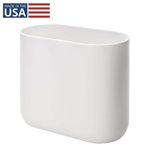 iDesign Small Slim Plastic Bathroom Trash Can, Garbage Can for Bedroom, Office, Desk, Dorm, White thumbnail 4
