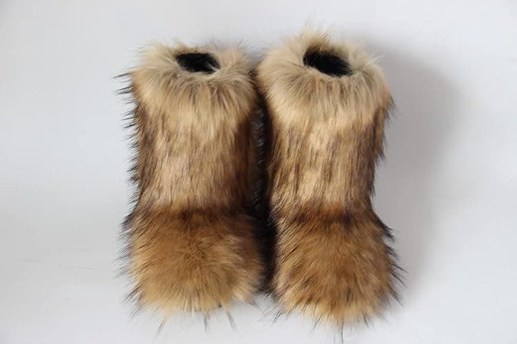 Gegefur Women's Faux fur Boot Furry Fluffy Short Snow Boot Mid-Calf Boots Warm Comfortable Outdoor Flat Shoes thumbnail 3