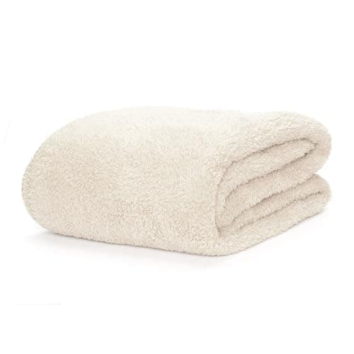 Snug Rug Cream Blanket Sherpa Fleece Luxury For Sofa Blankets Warm Winter Soft Throws 127 x 178cm (50" x 70") thumbnail 3