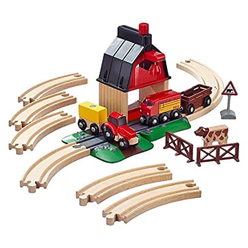 BRIO World 33719 - Farm Railway Set 20 Pieces - Wooden Train Set with Barn, Tractor & Animals for Kids Ages 3+ | FSC-Certified thumbnail 2