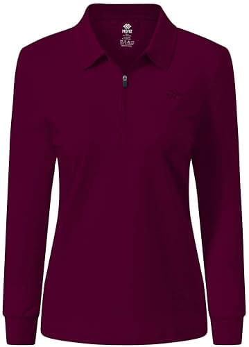 JINSHI Women's Golf Polo Shirt Long Sleeves Zip Up Sport Active Shirts Quick Dry Athletic T-Shirt Casual Tennis Tops Slim Fit - Image 1