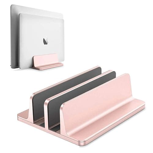 BECEMURU Adjustable Aluminum Laptop Stand, Rose Gold, Fits 14mm to 42mm Laptop Thickness, Protective Non-slip Mat - Image 1
