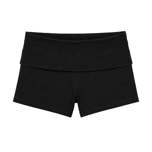 Womens Fold Over Y2k Shorts Sequin Angel Wing Lounge Bottoms Foldover Pants | Y2K Foldover Shorts, Sequin Angel Wing Fold Over Booty Shorts, Low Rise, Mini Gym Yoga Leggings, Pjs Casual Going Out Pants thumbnail 5