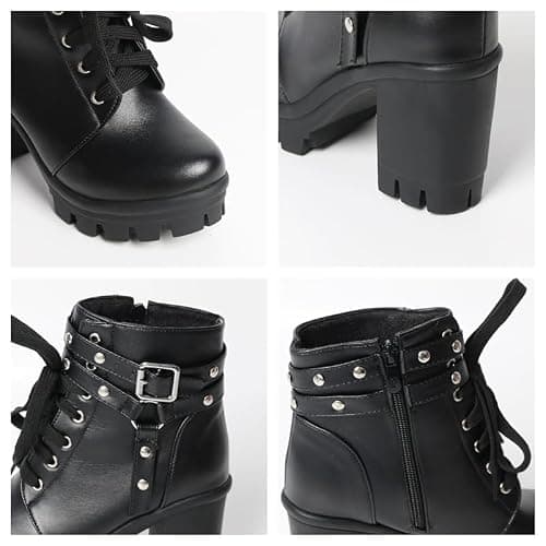 FOREADA Platform Boots For Women Black Chunky Boot Goth Ankle Booties Bead Lace Lolita Dress Shoes With Zipper thumbnail 6