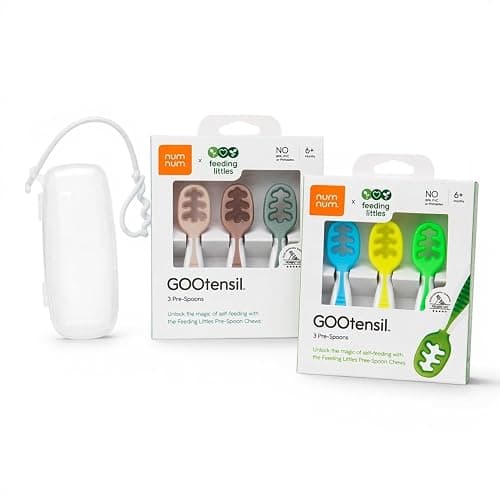 NumNum Feeding Littles Baby Spoons 6 Months, 6-Pk Neutral/Neon - Image 1