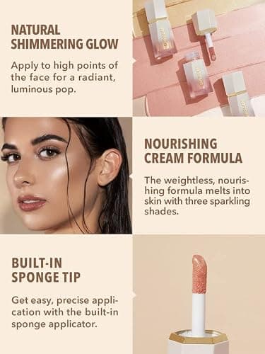 SHEGLAM Glow Bloom Liquid Waterproof Highlighter Long Lasting Cream Highlighter with Shimmer Dewy Finish - Vanilla Frost thumbnail 4