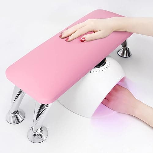 Arm Rest for Nails Tech, Easy Clean Nail Arm Rest, Reduce Back Pain Hand Rest for Nails Tech, Sturdy Support Armrest for Nails Fits UV LED Nail Lamp Underneath, Salon & Home Use (Pink) thumbnail 2