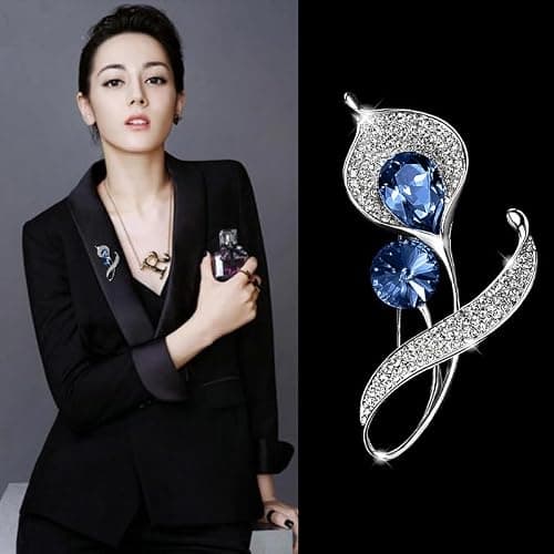 Blue diamond alloy horseshoe lily exquisite brooch suitable for banquet gatherings thumbnail 3