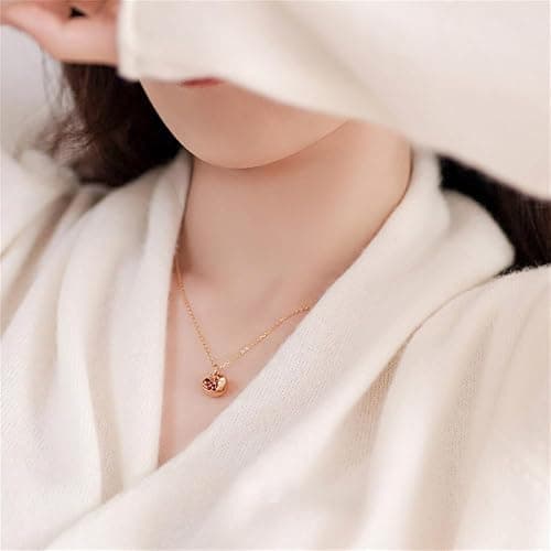 ZEBRAGO Premium Cubic Zirconia Inlay Red Pomegranate Pendant 18k Gold Plated Stainless Steel Necklaces for Women thumbnail 2
