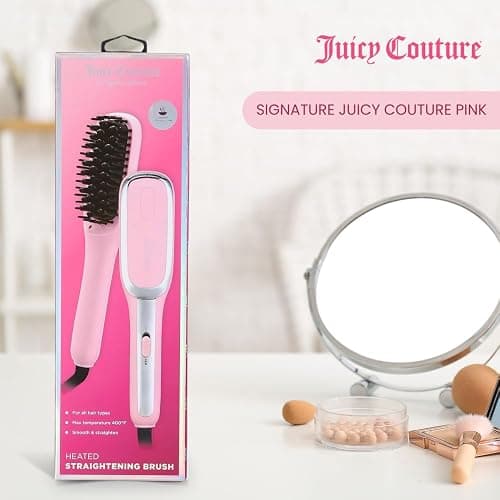Juicy Couture - Heated Straightening Brush, Sleek & Smooth Hair in Minutes (Pink) thumbnail 7