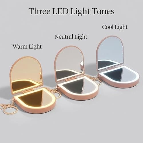 Kitsch Compact Mirror Keychain – Travel Makeup Mirror with Lights, Small Lighted Dual-Magnification Pocket Mirrors, USB-Rechargeable, Ideal for Your Touch-Ups While On Travel – Terracotta thumbnail 5