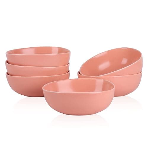 Stone Lain Delilah 6-inch Bowl 6-Piece Dish Set, Porcelain, Peach thumbnail 3