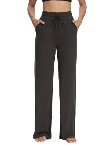 Sarin Mathews Womens Yoga Sweatpants Wide Leg High Waisted Lounge Pajamas Pants Comfy Workout Loose Pants with Pockets thumbnail 3