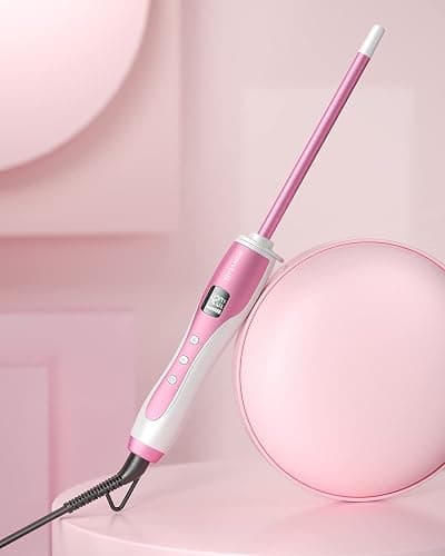 Wavytalk 3/8 Inch Small Curling Wand, Wand Curling Iron for Short & Long Hair, Ceramic Barrel with Adjustable Temperature, Heat Resistant Glove Included (Rose Pink) thumbnail 7