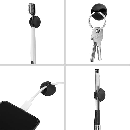 Flezoo Cord Holder Cable Clips, 12PCS Black Adhesive Cord Organizer Charger Holder Wire Management Keeper for Nightstand, Desk, Office or Mouse - Black thumbnail 6