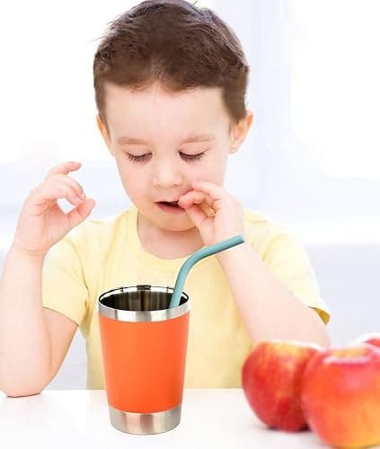 Reusable Thin Short 6.7" Cute Silicone Bendy Straws for Toddlers&Kids&Baby,6 10 12 oz Wine/Yeti Tumbler, Coffee/Cocktail Mug,Soda Cans,Take n toss Cup/BPA FREE-Small Flexible with Brushes thumbnail 6