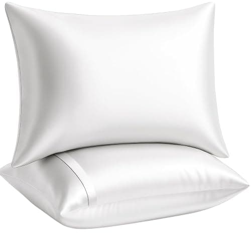 BLISSFORD Satin Pillowcase with Zipper, Like Silk Pillow Cases - White | Silky Soft & Cool, Gentle on Hair & Skin, Vegan, Machine Washable, 2 Pack, Standard Size 20 x 26 in thumbnail 9