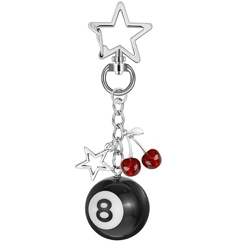 Agamino 8 Ball Keychain, Aesthetic Keychain Bag Charms with Key Ring Decor for Bag, Purse, Car Keys, Handbags thumbnail 7