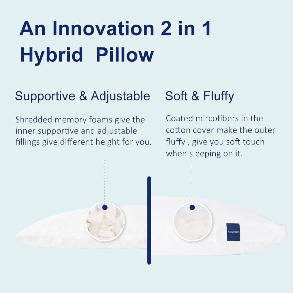 ACCURATEX Full Body Pillow for Adults - Shredded Memory Foam Firm Body Pillow with Soft Fluffy Down Alternative Cotton Cover - Adjustable Loft Long Pillows for Sleeping thumbnail 5