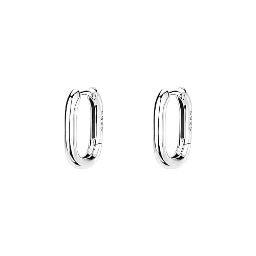 925 Sterling Silver Hoop Earrings, Hypoallergenic Small U Hoop Earrings, Minimalist Huggie Earrings for Women Teen Girls Jewelry Gifts Silver/Gold - Image 1