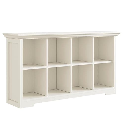 OSCHF Cube Shelf Bookcase with Base - Wooden 2 Tiers Floor Standing Low Storage Cabinet for Home and Office, 8-Cube Lattice Bookshelf, Warm White - Image 1