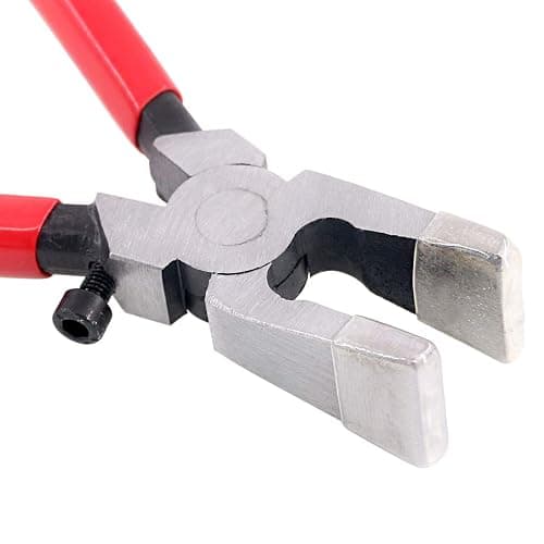 Swpeet Heavy Duty Key Fob Pliers Tool, Metal Glass Running Pliers with Curved Jaws, Studio Running Pliers Attach Rubber Tips Perfect for Key Fob Hardware Install and Stained Glass Work thumbnail 3