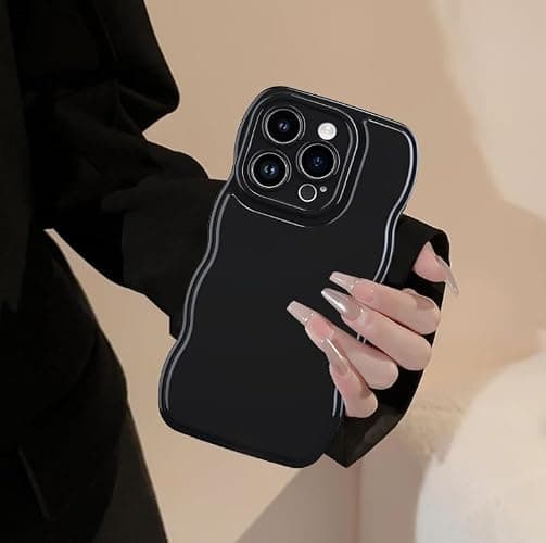 FABSPARK Phone Case for iPhone 17 Pro Max Case,Simple Wave Design Wavy Frame Soft Silicone Aesthetic for iPhone 17 Pro Max,Black thumbnail 4