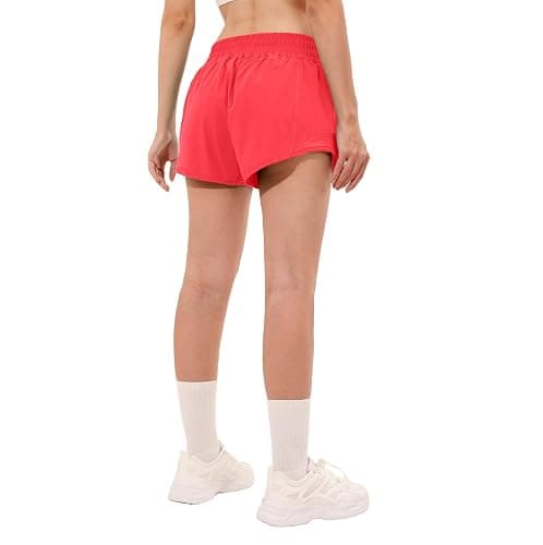 Aurefin High Waisted Athletic Shorts for Women, Womens Plus Size Running Workout Shorts with Liner and Zip Pocket 4 inch thumbnail 2