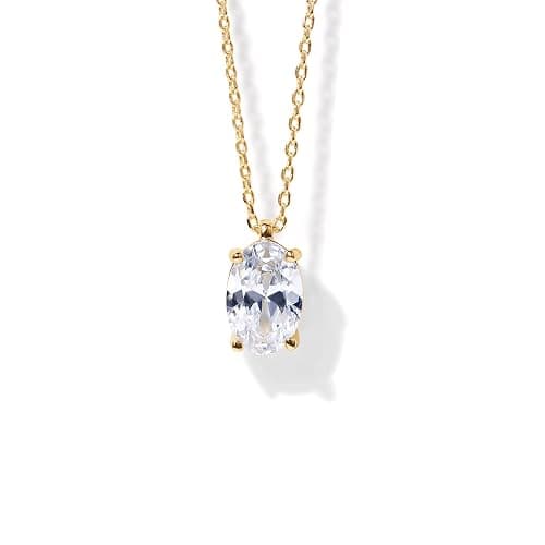 PAVOI 14K Gold Plated Cubic Zirconia Diamond Pendant Necklace for Women | Adjustable Slider - Image 1