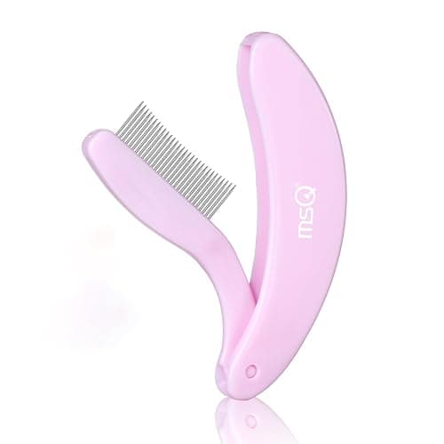 Eyelash Comb MSQ Eyelash Separator Tool Eyelash Comb Separator Folding Eyelash Brush Separator Lash Comb for Eyelash Makeup Brush (Pink) - Image 1