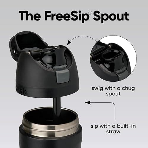 Owala FreeSip Insulated Stainless Steel Water Bottle with Straw, BPA-Free Sports Water Bottle, Great for Travel, 24 Oz, Very, Very Dark thumbnail 4