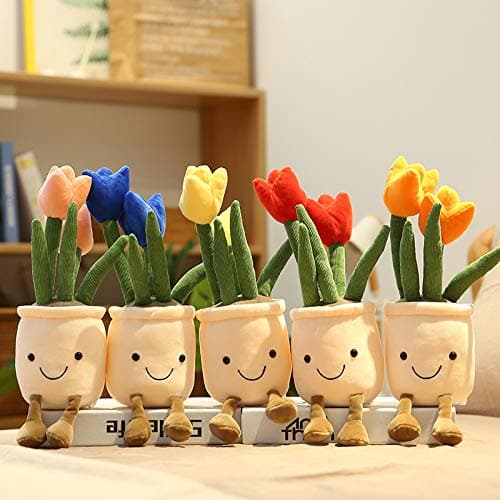 AULUDA Tulip Plush Toy, 13" Orange Flower Pot Stuffed Throw Plushie Pillow Doll, Soft Fluffy Plant Friend Hugging Cushion - Present for Every Age & Occasion thumbnail 6