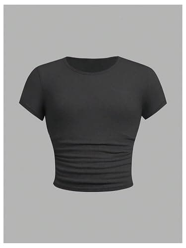 SOLY HUX Girl's Basic T-Shirts Set Crew Neck Short Sleeve Crop Top 3 Packs Summer Fitted Tees thumbnail 4