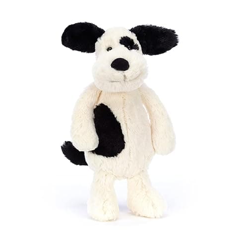 Jellycat Bashful Black and Cream Puppy Stuffed Animal, Medium 12 inches - Dogs and Puppies Plush Toy - Classic Children's Gift thumbnail 5