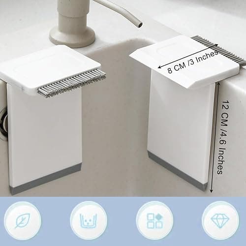 Ouliget Kitchen Sink Squeegee and Countertop Brush,3 in 1 Mini Squeegee Sponge Countertop Dirt Cleaning Brush,Multi Purpose Compact Brush Cleans Wet and Dry Spills thumbnail 2